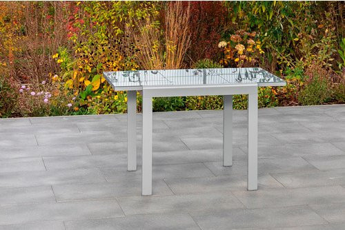 MERXX Ausziehtisch Semi mit Sicherheitsglas in Silber, B/T/H: 70 x 80 x 75,5 cm - Bild 1