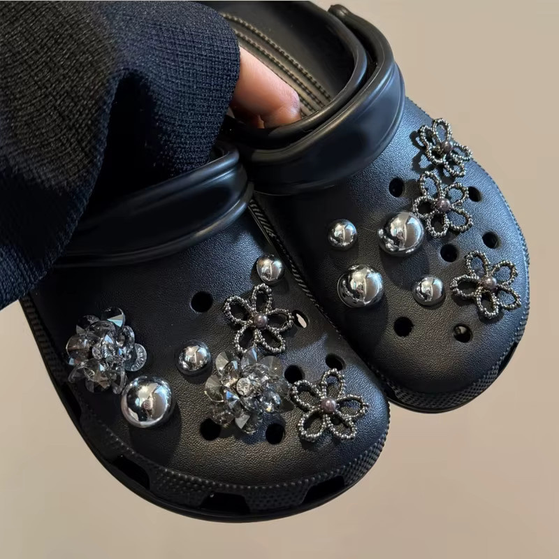 SMATLELF Clog-Charms, Silber, Perle, Kristall, Punk-Y2K-Stil, Unisex - Bild 2