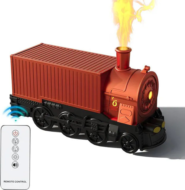 Neoglint Vintage Containerzug Ätherischer Öl Diffusor mit Fernbedienung, 300ml, USB-Betrieb, Grün Orange Rot - Bild 1