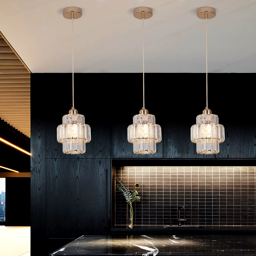 GreeLustr LED Kristall Pendelleuchte im nordischen Design für Schlafzimmer, Esszimmer und Küche, transparent - Bild 3