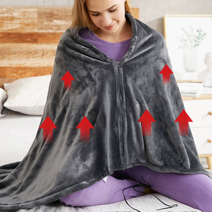 APWIKOGER USB-Heizdecke in Grau mit 9 beheizbaren Zonen und 3 Heizstufen für Winter, Zuhause und Büro - Bild 3