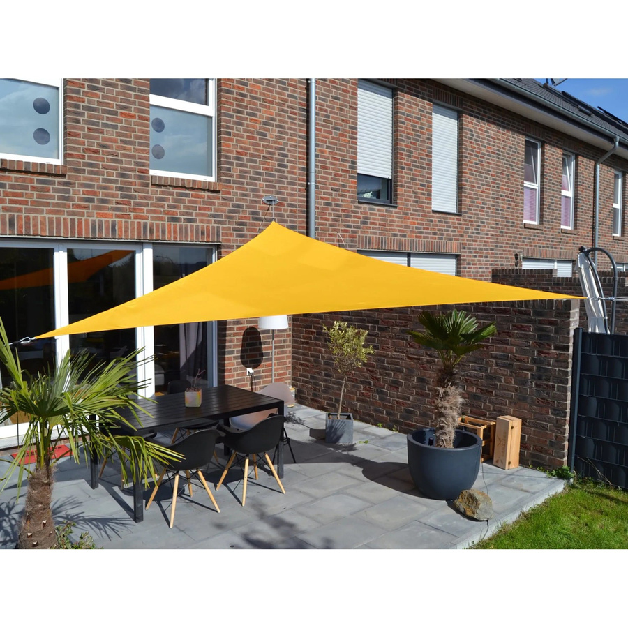 FLORACORD Dreiecksonnensegel aus Polyester mit Regenschutz, Farbe: Gelb, Breite: 360 cm - Bild 2