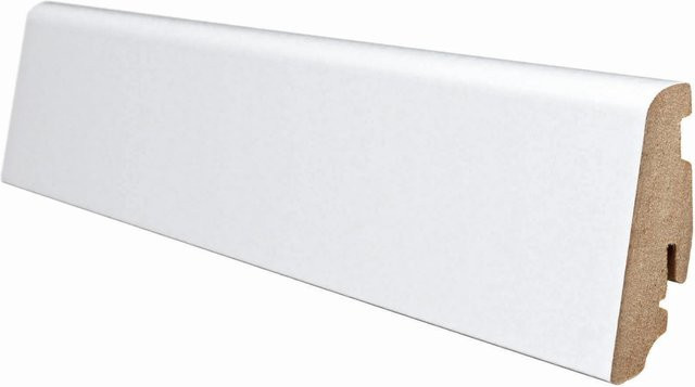 Haro Sockelleiste modern in Weiß aus MDF mit Clip-Befestigung, H: 58 mm, B: 19 mm, Länge: 2200 mm - Bild 1