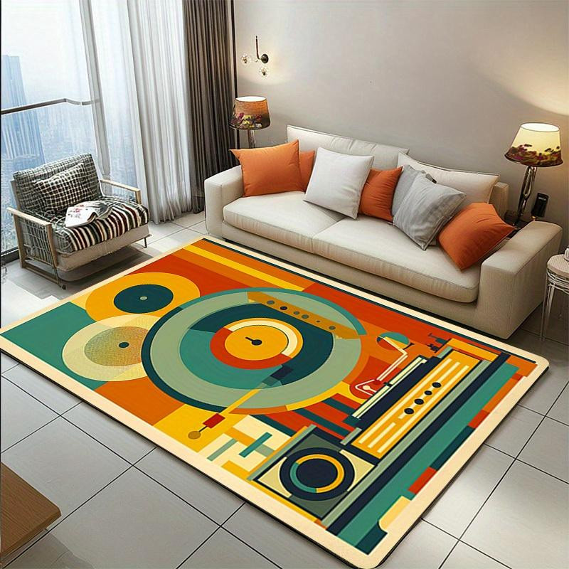 Rouxin eight Vintage Plattenspieler Retro Musik Fußmatte, waschbarer dekorativer Teppich aus Polyester, Mehrfarbig, B/T: 60 x 40 cm - Bild 3