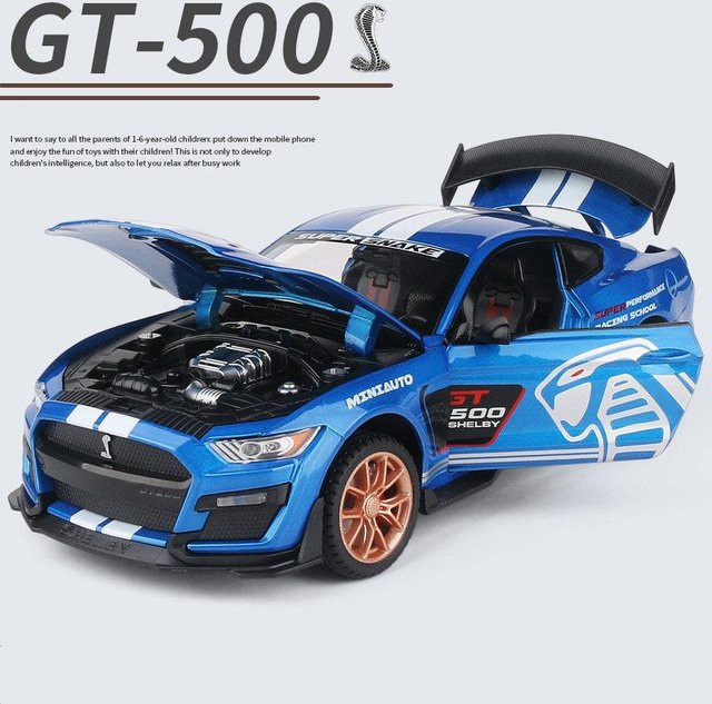 Linyi toy car Mustang Shelby Gt500 Viper, Sportwagen Modell, 1:24, Metall, mit Ton und Licht, ab 14 Jahren - Bild 1