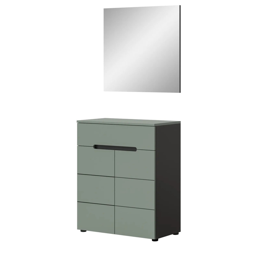 Inn.Furn Garderoben-Set Cooper 2-teilig mit Spiegel und Schuhschrank in Salbei und Grau, Breite: 80 cm, Höhe: 190 cm, Tiefe: 37 cm - Bild 2
