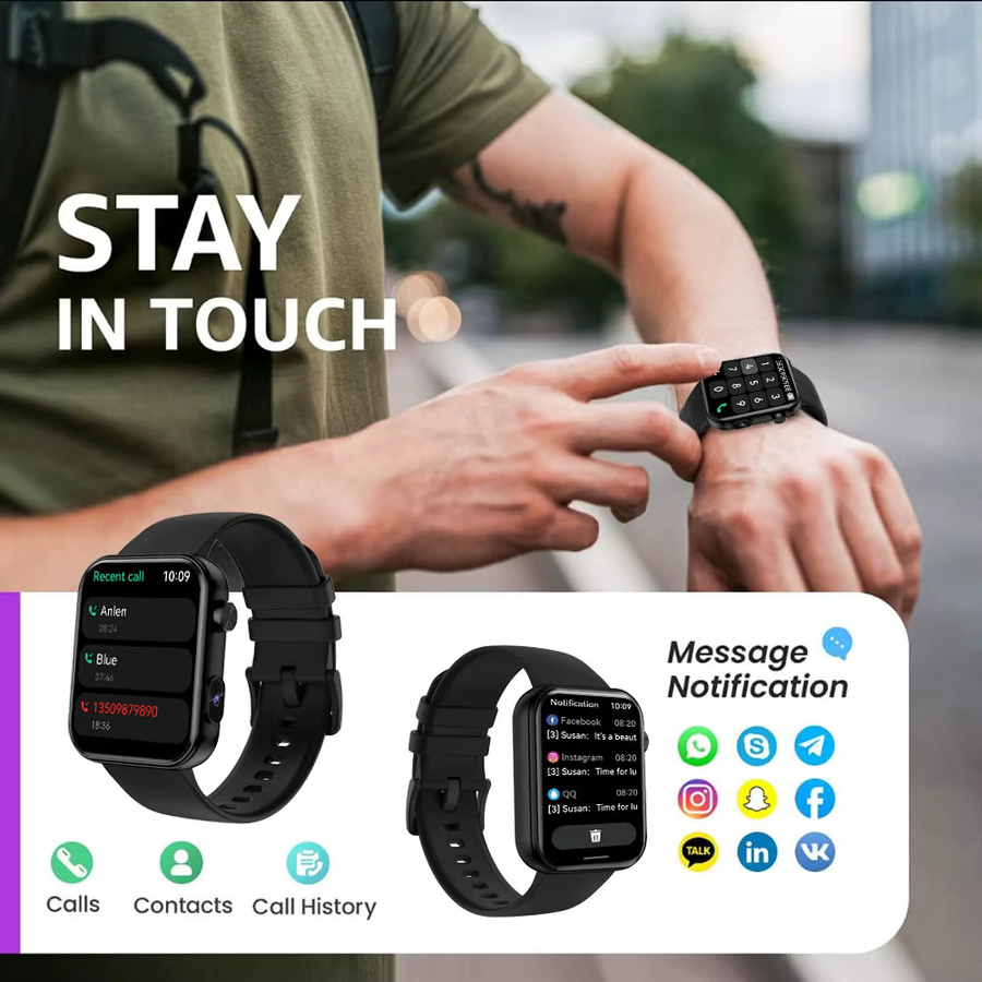 Jooeniok Smartwatch, Schwarz, Silikon, Unisex - Bild 3