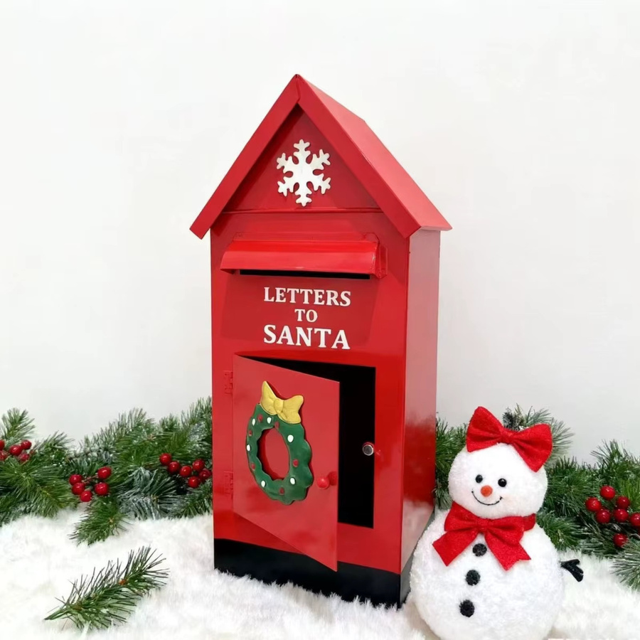 Dekorativer Hüttenbriefkasten aus Schmiedeeisen in Rot für Weihnachtsdekorationen im Innen- und Außenbereich - Bild 2