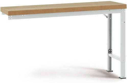 Manuflex WP7005.7035 Werkbank Anbaumodul höhenverstellbar aus Stahl und Holz in Lichtgrau, B: 100 cm, T: 70 cm, H: 125 cm bis 70 cm - Bild 1