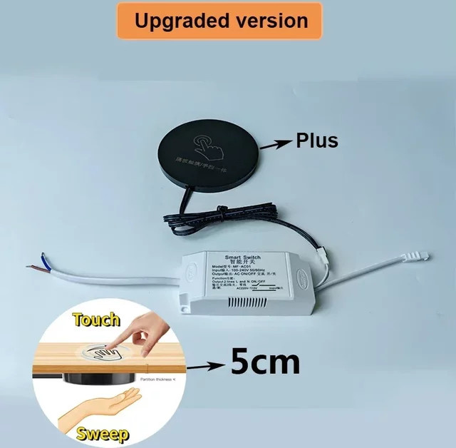 IKSLED Intelligente LED Schrankbeleuchtung mit Holzbrett und Hand-Wisch-Sensor, Dimmbar, Weiß, 110V-220V - Bild 1