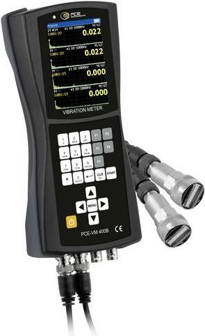 PCE Instruments Vibrationsmessgerät PCE-VM 400B in Schwarz mit 4-Kanal, Auswuchtfunktion und 2 Sensoren nach ISO10816 - Bild 1