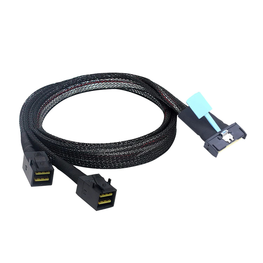 PCIe 5.0 MCIO 8I (SFF-TA-1016) 74Pin auf Dual Mini SAS HD SFF-8643 Kabel in Schwarz für Server und Speicher - Bild 2