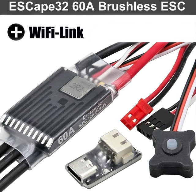 DYSRC Ghost Brushless ESC 60A, mit 12A einstellbarem BEC 8.4V, für 1/10 RC Crawler Axial SCX10 TRX-4 mit ESCape32 WiFi-Link - Bild 1
