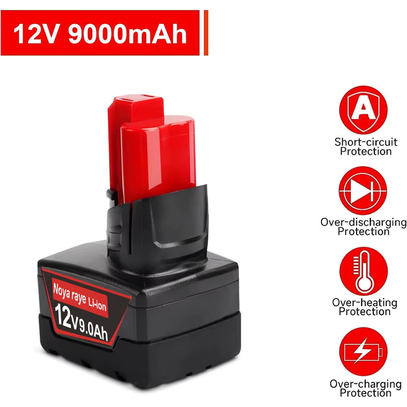 PURFIELD Ersatzakku für Milwaukee M12 und M18 Werkzeuge, kompatibel mit 3,0 Ah, 6,0 Ah und 9,0 Ah, 12 V und 18 V, passend für 48-11-2402, 48-11-2411 und 48-11-2401 - Bild 3