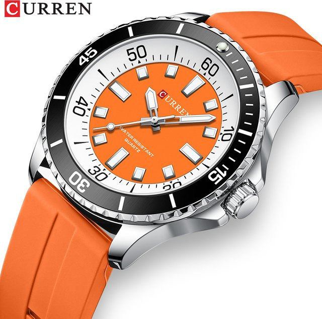 CURREN Armbanduhr, Analoguhr, Silikonarmband, Schwarz, Herren - Bild 1