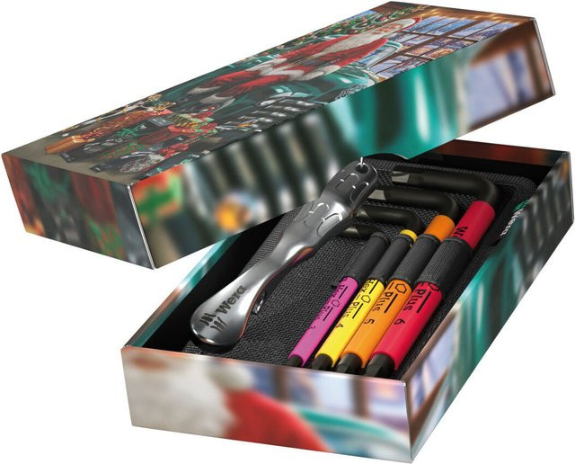 Wera Tool-Card Hex-Plus Christmas 2026 Winkelschlüssel Set mit Flaschenöffner, 6-teilig, Multicolor, Stahl - Bild 1