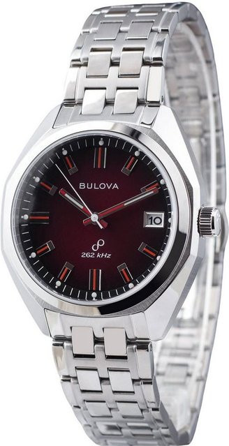 Bulova Armbanduhr, Edelstahl, rotes Zifferblatt, Quarz, Herren - Bild 1