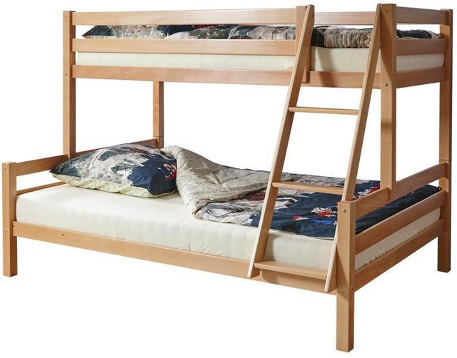 TiCAA Etagenbett Maxim aus massiver Buche in Braun, Höhe: 208 cm, Breite: 150 cm, Tiefe: 79 cm - Bild 2