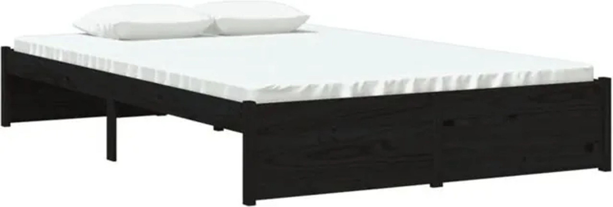 Massivholzbett aus Kiefer von Vidaxl in Schwarz, Modernes und Minimalistisches Design, B/T: 120 x 190 cm - Bild 1