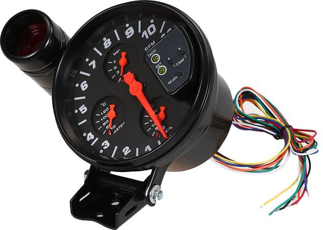 VehicleKit 5-Zoll Auto-Tachometer mit Öltemperaturanzeige und Öldruckmesser in Schwarz - Bild 1