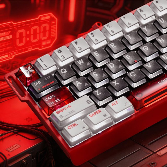 XVX Esports Gaming Tastenkappen aus PBT+PC mit seitlicher Durchscheinung in Rot - Bild 1