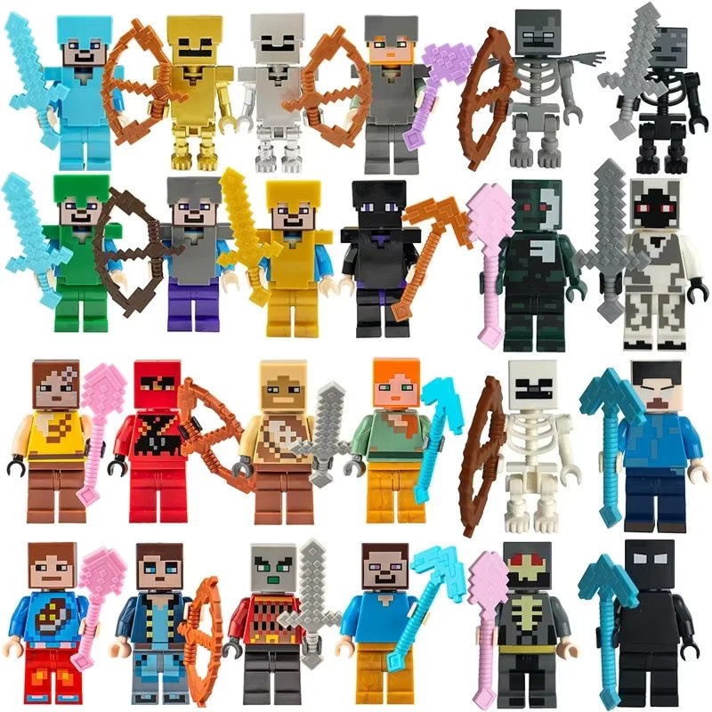 GAGAGIRL Minecraft Bausteine Set mit 8 Figuren und Steinen in Grün und Bunt aus Kunststoff - Bild 2