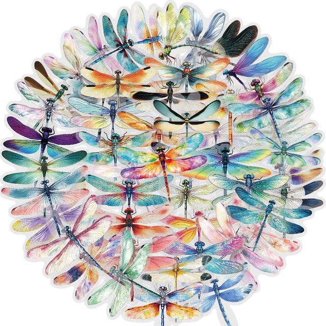 Bunte Libellen PET-Aufkleber, 50-teiliges Set, multicolour - Bild 1