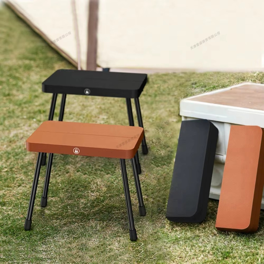 DHDH Tragbarer Klappbarer Campinghocker aus Kunstleder in Braun für Garten, Strand und Picknick - Bild 4