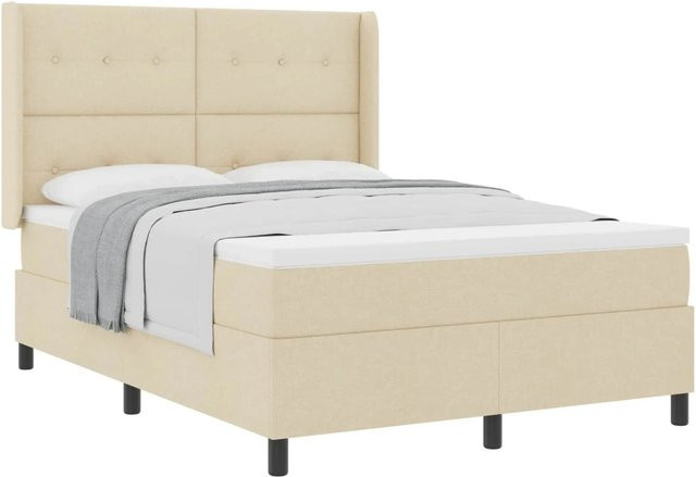 vidaXL Boxspringbett mit Matratze in Beige aus Stoff, B/T: 140 x 190 cm - Bild 1