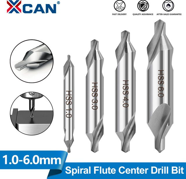 XCAN HSS kombinierter Zentrierbohrer mit 60 Grad Senker für die Metallbearbeitung an der Drehmaschine in den Größen 1 bis 6 mm - Bild 1