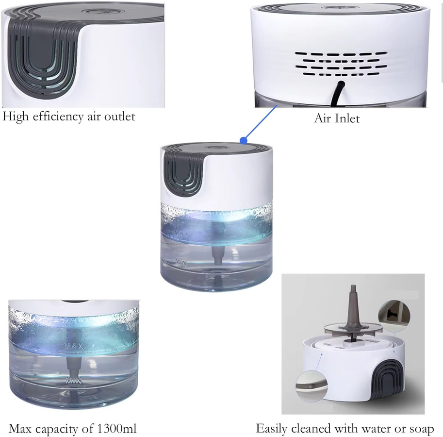 Ofenlai Aroma Diffuser Luftreiniger und Luftbefeuchter auf Wasserbasis in Grau und Weiß mit Duftfach - Bild 5