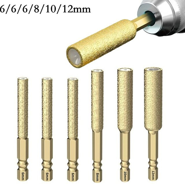 DAZZLEEX 6er Set Sechseckige Schaft Kernbohrer für Fliesen und Marmor, Durchmesser: 6 mm, 8 mm, 10 mm, 12 mm - Bild 1