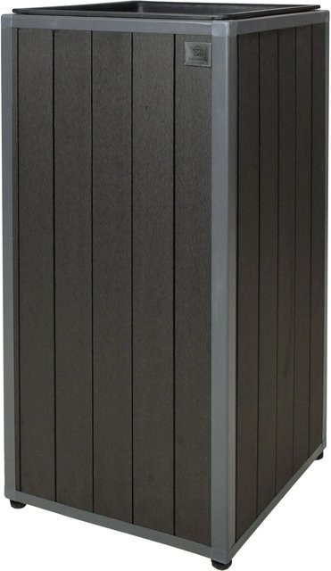 LAMORENDA Pflanzgefäß aus WPC mit Einsatz für Innen- und Außenbereich, Anthrazit, B/T/H: 27,5 x 27,5 x 60 cm - Bild 1