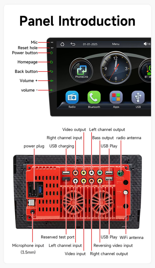 BQCC Universal CarMP5 Radio mit Carplay, Android Auto, Mirrorlink und Bluetooth in Schwarz - Bild 3