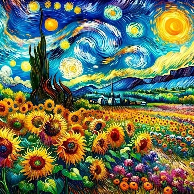 RUOPOTY DIY Diamantmalerei Sternenhimmel Landschaft als Kreuzstich-Stickerei in Multicolour - Bild 1