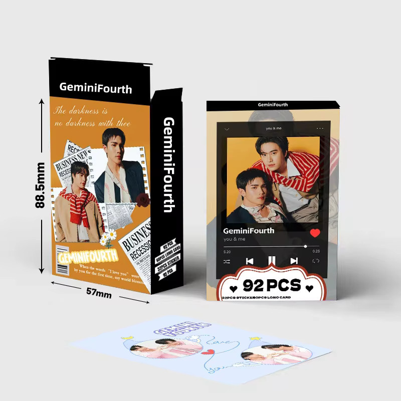92 Stück Geminifourth Thai BL CP Lomo-Karten Set mit Mini-Aufklebern, doppelseitige HD-Fotokarten für Fans, Multicolor - Bild 3