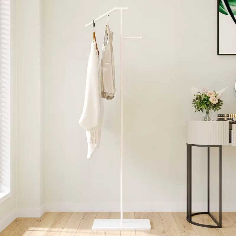 LIUSHADUOLA Kleiderständer im minimalistischen Design mit Marmor-Elementen und Metallgestell in Weiß Matt - Bild 1