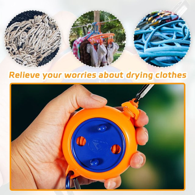 YTYIN Ausziehbare Wäscheleine 10 m für den Außenbereich und Camping in Orange oder Lila - Bild 1