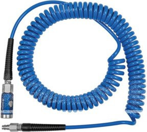 Riegler Spiralschlauch-Druckknopf-Sicherheitskupplungs-Set aus PU in Blau, Durchmesser: 8 mm x 5 mm, Länge: 3,0 m - Bild 1