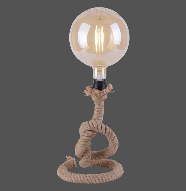 Just Light Tischleuchte Rope in Beige mit Natur-Design, Höhe: 33 cm - Bild 1