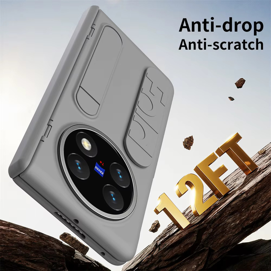 Vivo X Fold 5 Schutzhülle mit Armbandhalterung und vorderem Schutzfilm aus PC-Hartschale in Grau oder Weiß - Bild 6