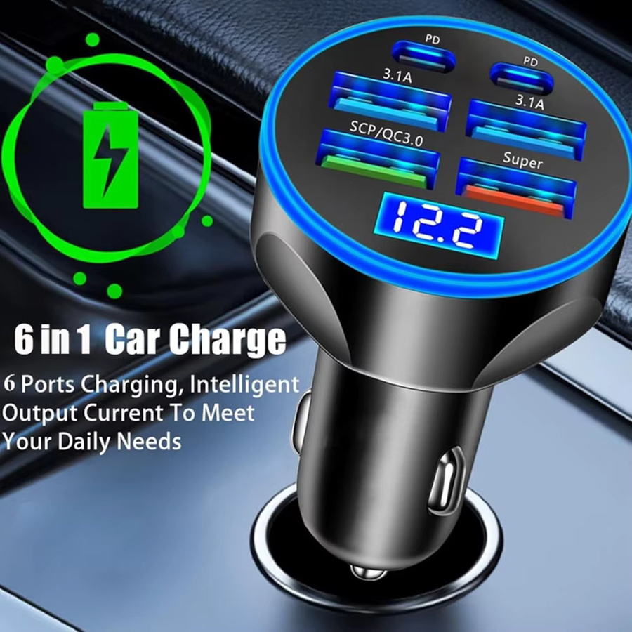 UYUXIO USB-C Autoladegerät mit Spannungsanzeige und Voltmeter in Schwarz - Bild 2