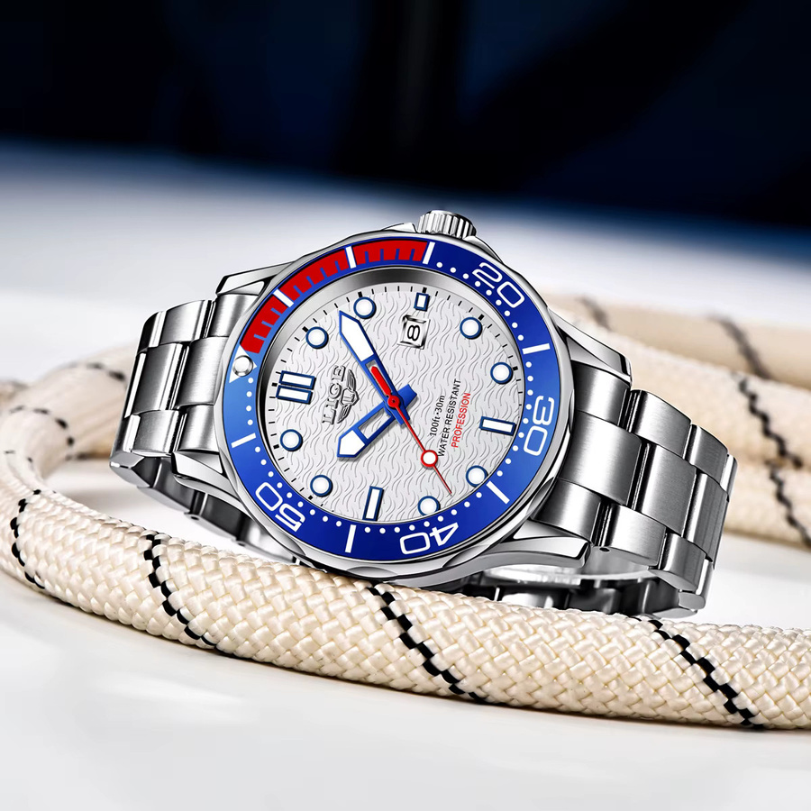 LIGE Armbanduhr Edelstahl, Quarz, Datum, Silber, Herren - Bild 3