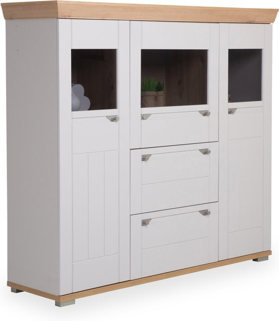 Highboard HARPER WORCHESTER in Anthrazit und Braun mit Glasfront und mattem Dekor, B/T/H: 161,0 x 47,0 x 144,0 cm - Bild 1