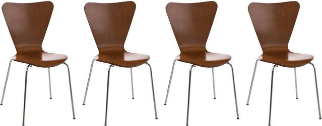 TPFLiving 4er Set Besucherstühle Calisso mit Holzsitz in Braun, stapelbar und modern - Bild 1