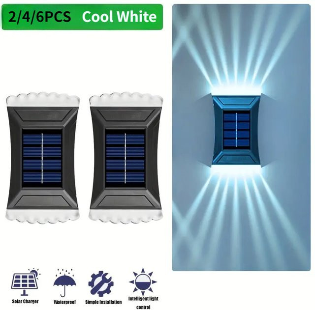 ledcbet Solar LED Wandlampe mit Bewegungssensor, Kaltweiß, für Garten, Terrasse und Treppen - Bild 1