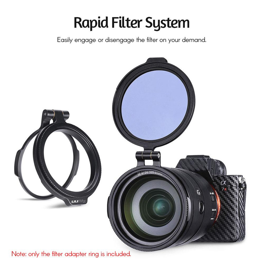 UURIG R-82 Schnellfiltersystem für Kameraobjektive mit ND-Filter und Metall-Adapterring, kompatibel mit Canon 58mm, Schwarz - Bild 8