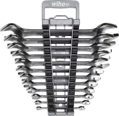 Wiha Doppelmaul-Gabelschlüssel Set 12-teilig aus Chrome Vanadium in Silber, metrisch 6-32 mm - Bild 1