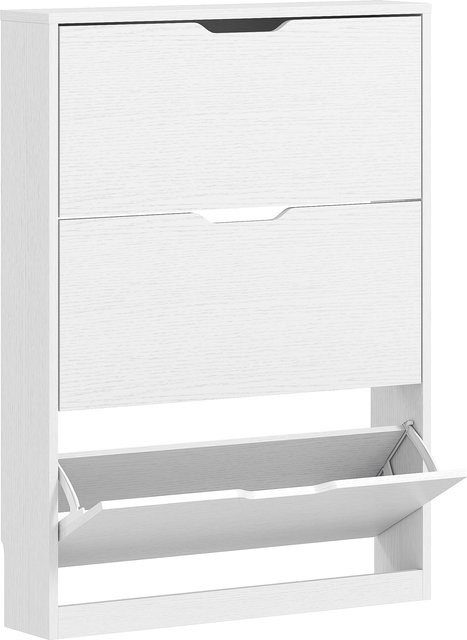 HOMCOM Schuhschrank mit 3 Klappen in Weiß, schmale Schuhkommode für 9-12 Paar Schuhe, B/T/H: 80 x 17 x 108 cm - Bild 1