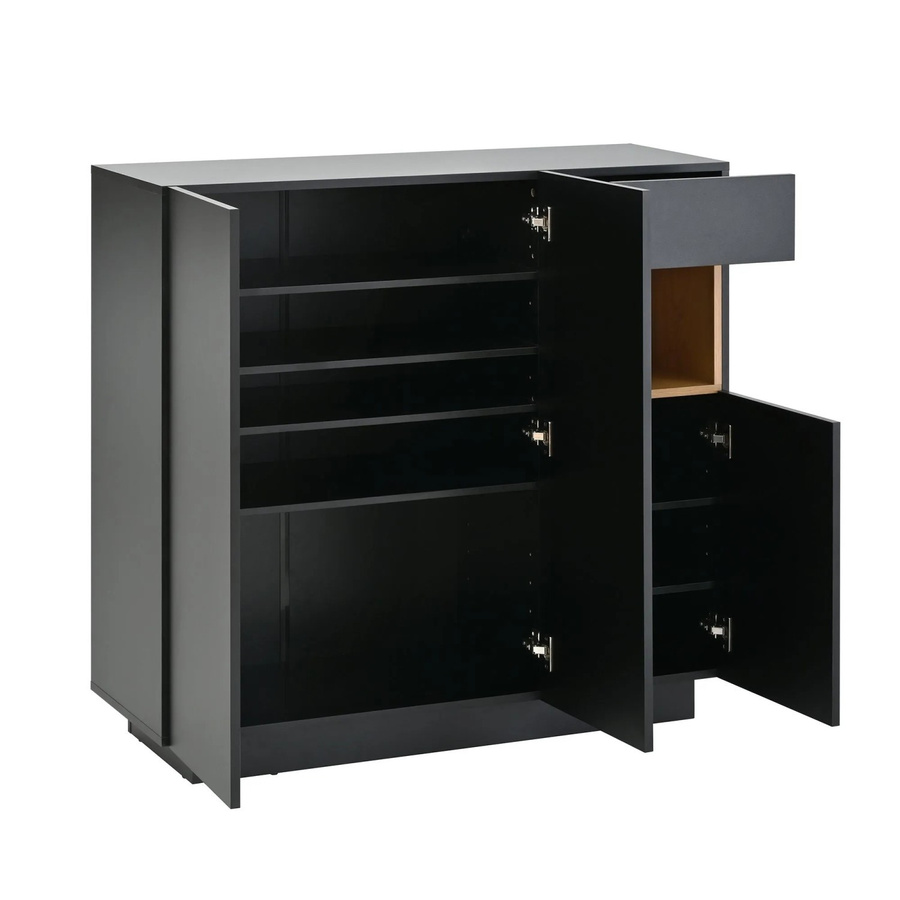 okwish Schuhschrank modern in Schwarz mit Schublade und integrierter Beleuchtung, B/T/H: 105 x 39,5 x 100,5 cm - Bild 2